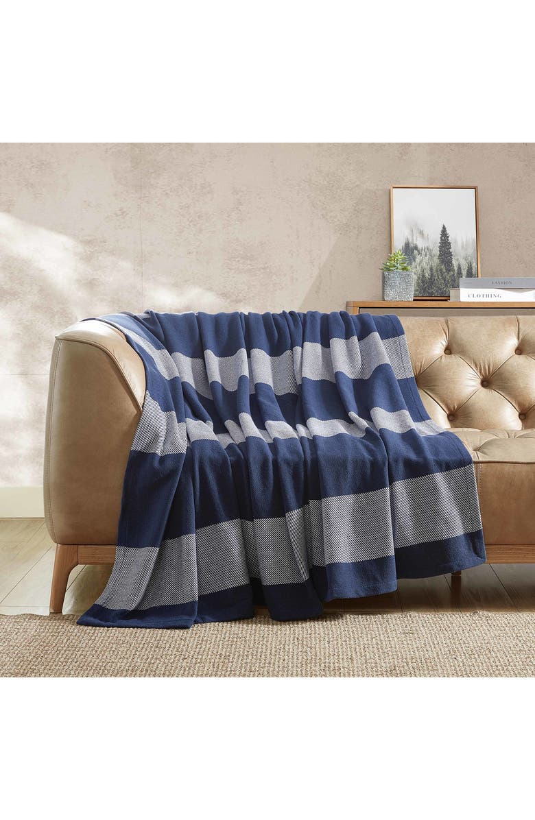 Eddie Bauer Boylston Stripe Cotton Twill Throw Blanket, Alternate, color, 