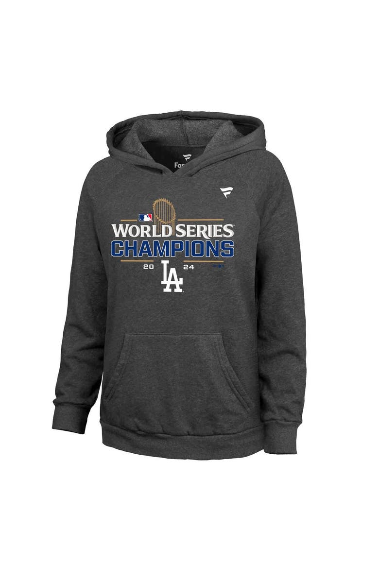 FANATICS Women's Fanatics Charcoal Los Angeles Dodgers 2024 World Series Champions Locker Room Pullover Hoodie, Alternate, color, 