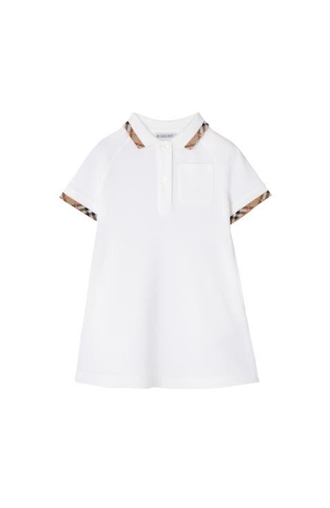 Girls' Check Trim Cotton Polo Shirt Dress