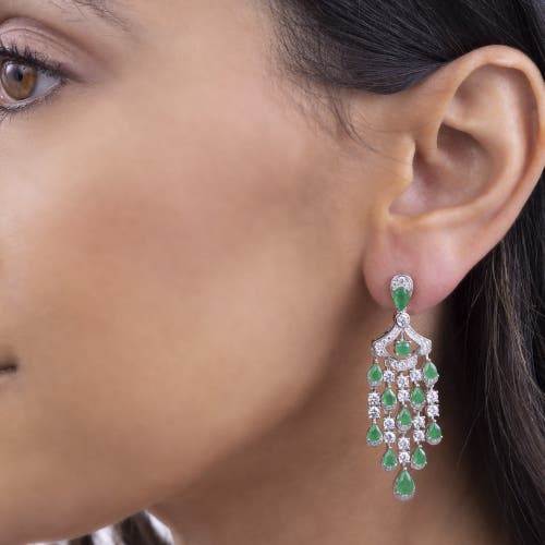 Anna Zuckerman Vintage Inspired Chandelier Earrings In Emerald