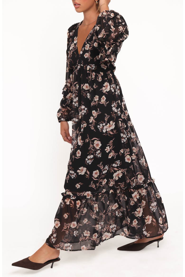 Evian Floral Long Sleeve Maxi Dress, Alternate, color, BLACK FLORAL