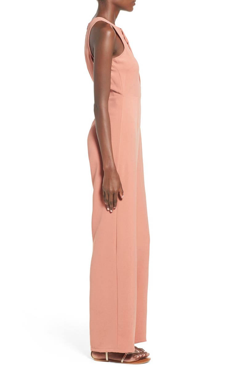 Missguided Lace-Up Sleeveless Jumpsuit, Alternate, color,