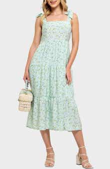 AUGUST SKY Floral Tie Strap Sundress
