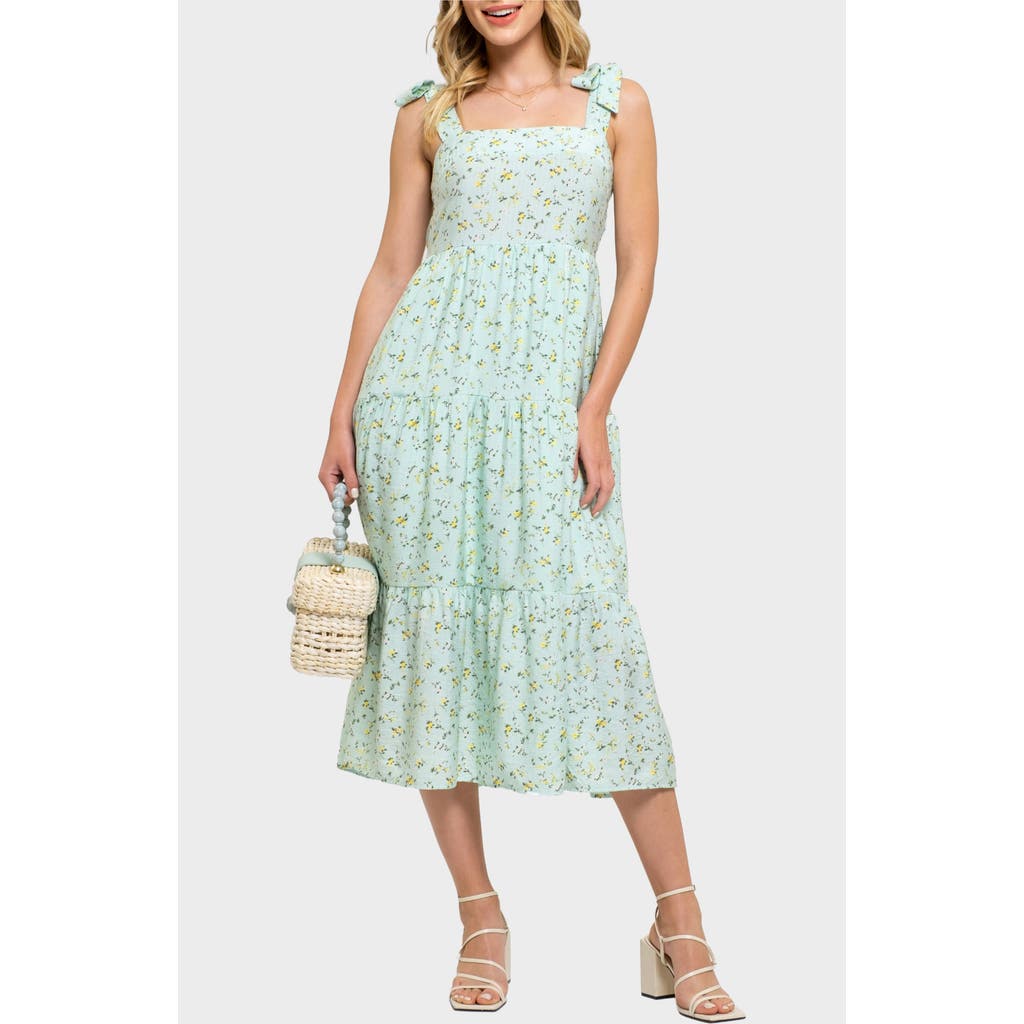 August Sky Floral Tie Strap Sundress In Multi