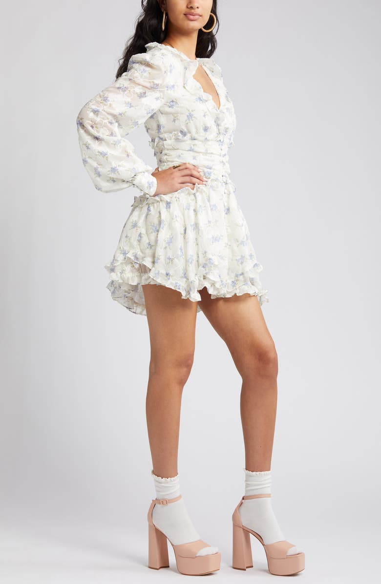 For Love & Lemons Jayleen Floral Embroidery Long Sleeve Minidress, Alternate, color,