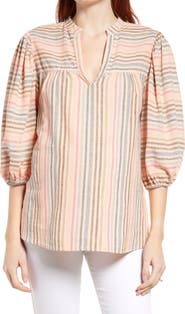 Maternal American Stripe Puff Sleeve Maternity Blouse