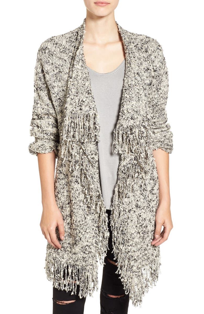 Sun & Shadow Fringe Knit Blanket Cardigan, Main, color, 