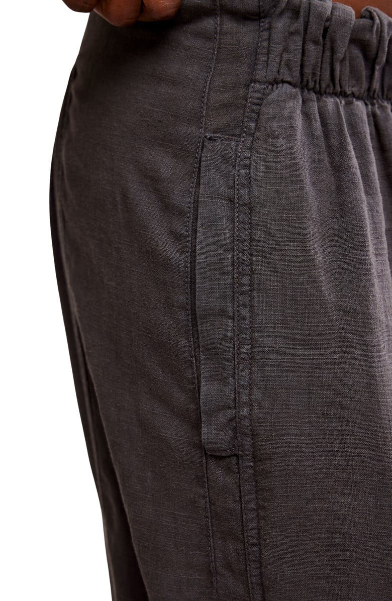 Free People Days End Pull-On Linen Blend Wide Leg Pants, Alternate, color, Black