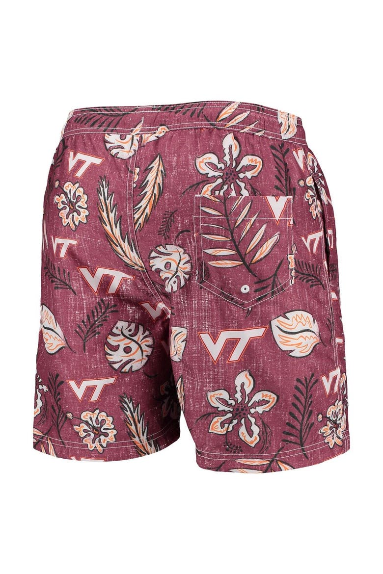 Men's Wes & Willy Maroon Virginia Tech Hokies Vintage Floral Swim Trunks, Alternate, color, Maroon