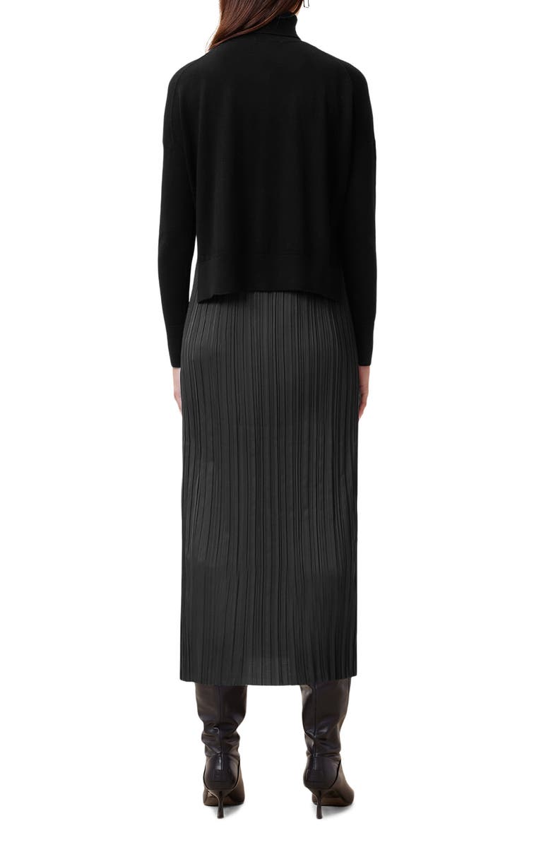 AllSaints Vittoria Merino Wool High-Low Sweater & Micropleat Midi Dress Set, Alternate, color, 