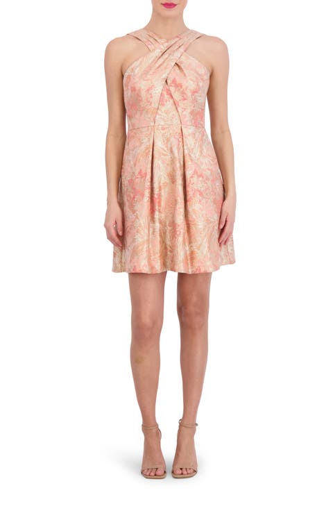 Floral Jacquard Fit & Flare Minidress