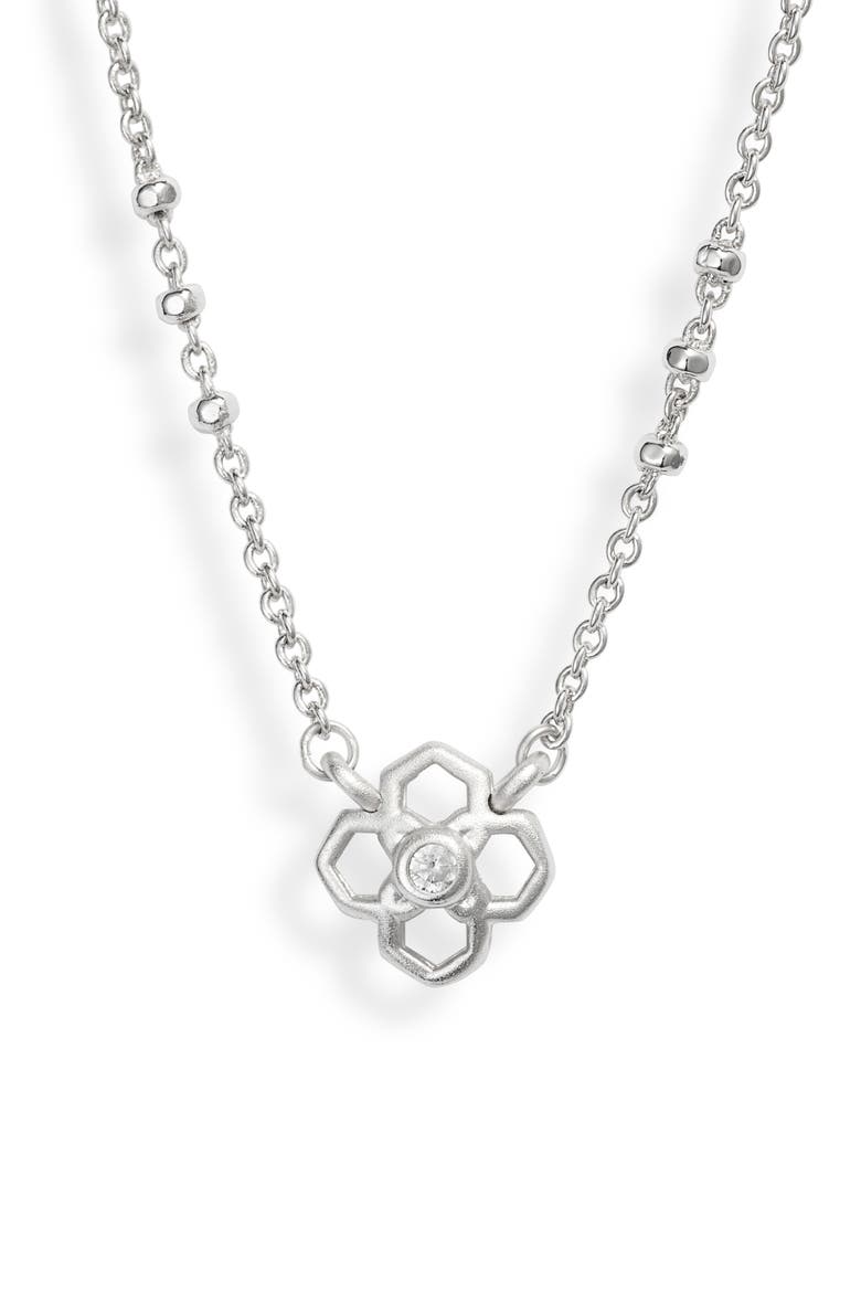 Rue Pendant Necklace, Main, color, RHODIUM/ WHITE CZ