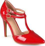 Journee Collection Patent T-Strap Pump - Wide Width Available
