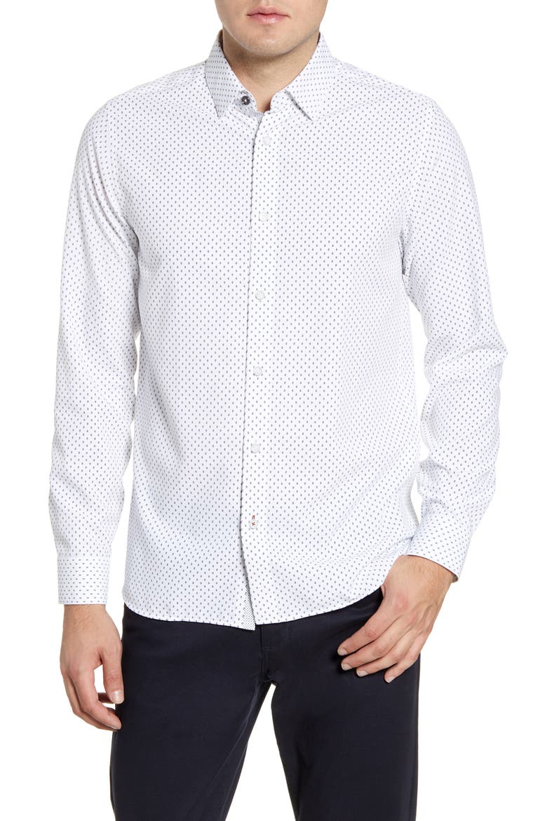 Figtre Slim Fit Print Sport Shirt, Main, color, WHITE
