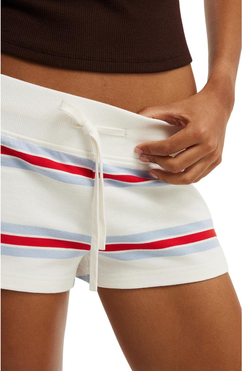 Cotton On Women's Micro Sweatshort, Alternate, color, Cream Red Blue Multi Stripe