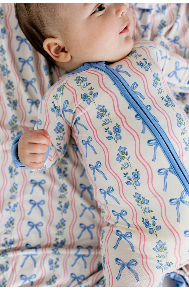 In My Jammers Amelia Bow Zipper Romper, Alternate, color, Blue Floral