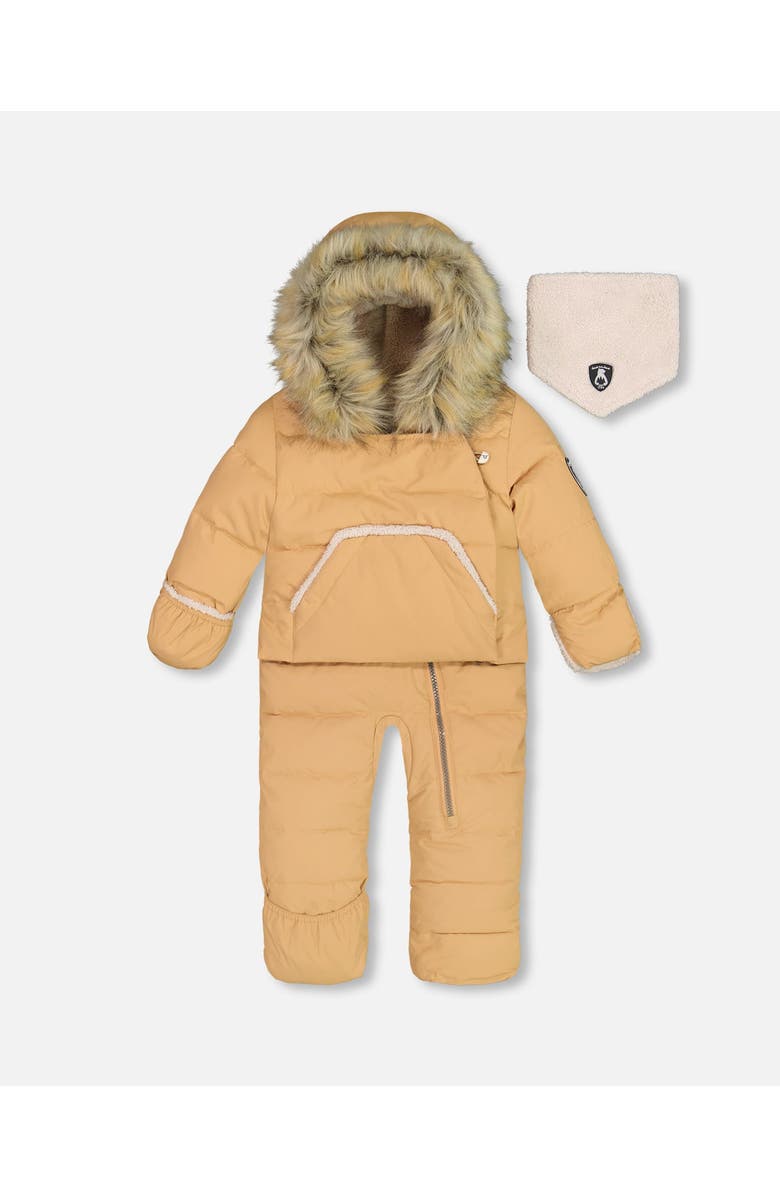 Deux par Deux Baby Boy's One Piece Baby Hooded Snowsuit Doe Designed For Car Seat, Main, color, 