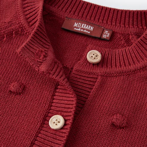 Milkbarn Knit Popcorn Cardigan In Burgundy