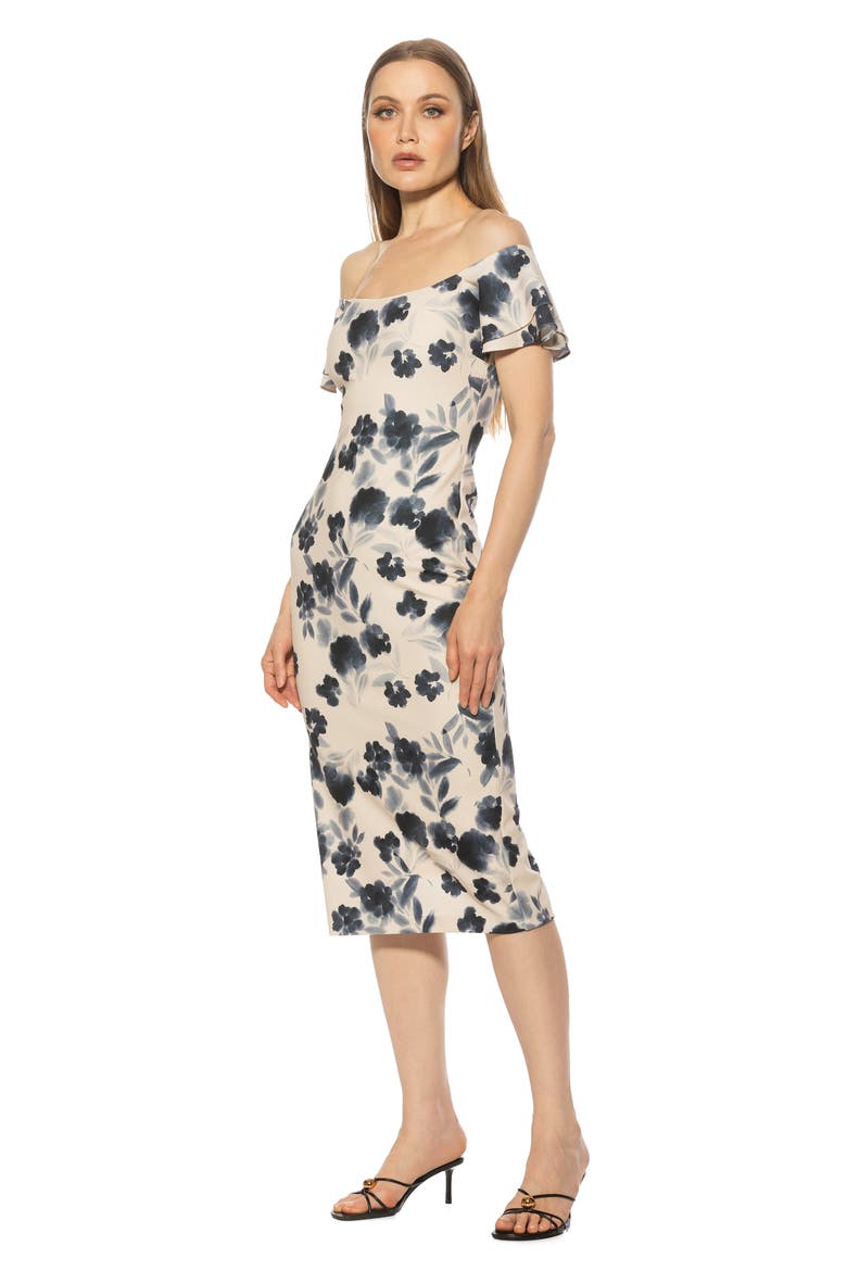 Winston Off the Shoulder Body-Con Midi Dress, Alternate, color, WATERCOLOR FLORAL