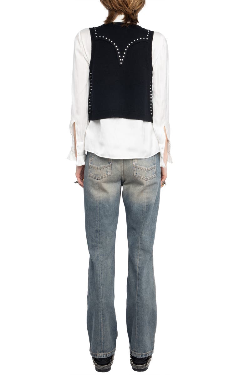Zadig & Voltaire Dublin Stud Detail Wool & Cashmere Sweater Vest, Alternate, color, Black