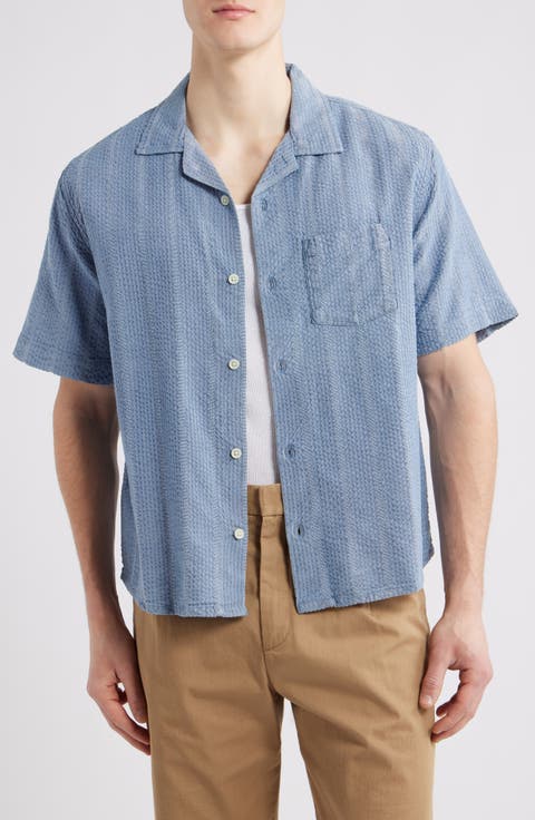 Stripe Seersucker Camp Shirt