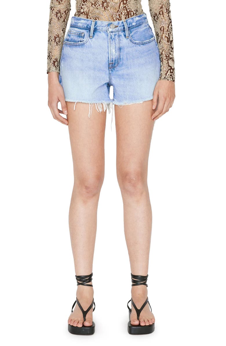 FRAME Le Brigette High Waist Raw Edge Denim Shorts, Main, color,