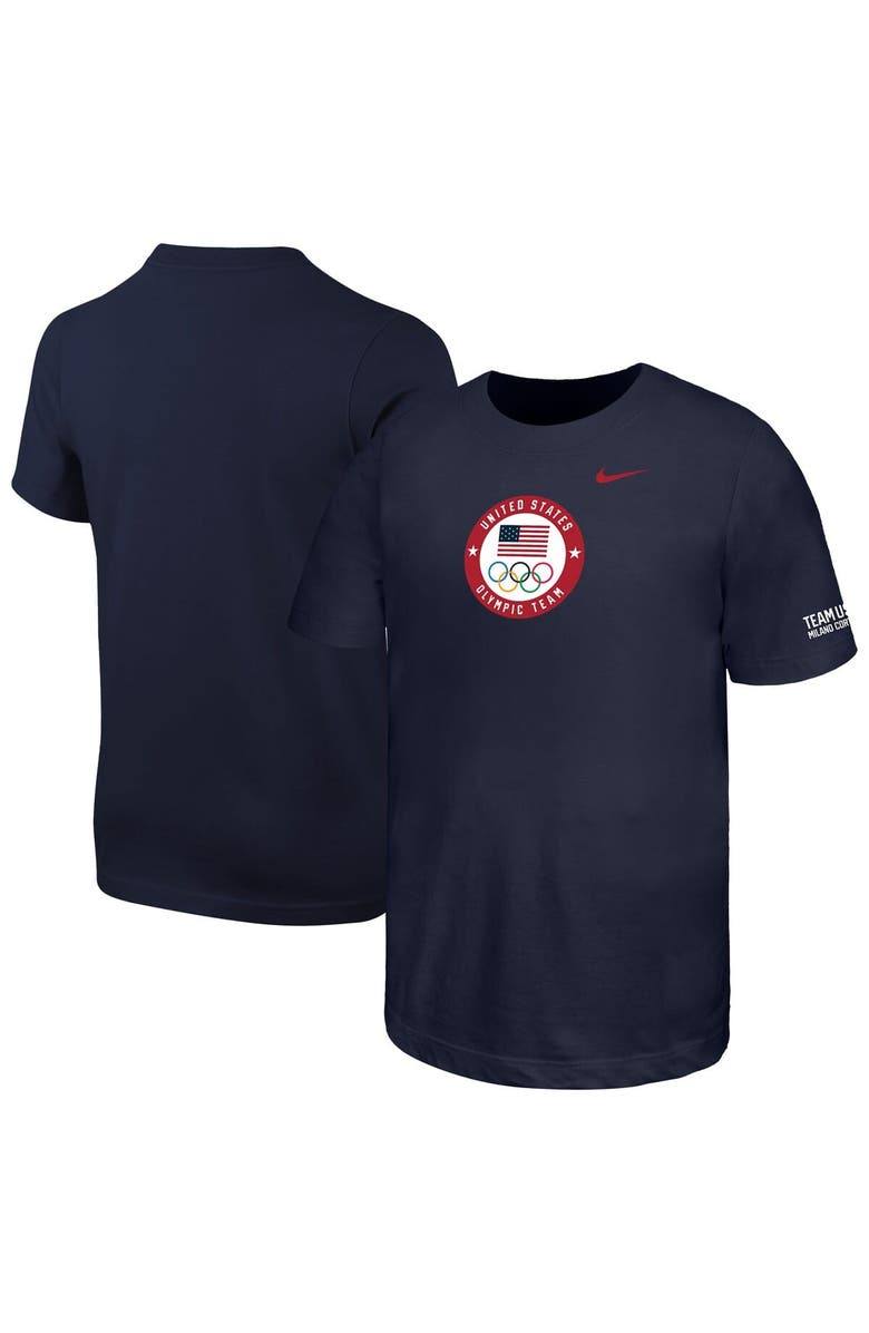 Nike Youth Nike Navy Team USA Milano Cortina 2026 Winter Olympics T-Shirt, Main, color, 