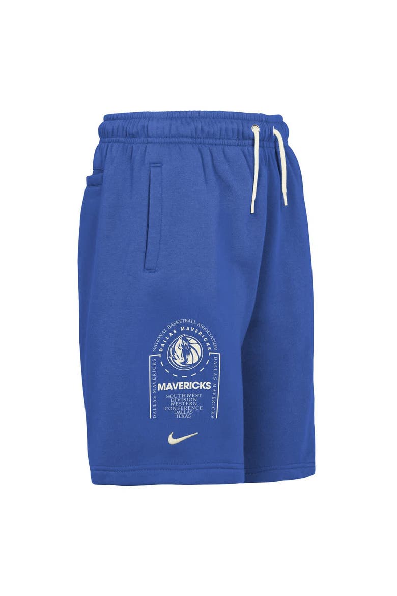 Youth Nike Blue Dallas Mavericks Courtside Club Fleece Shorts, Alternate, color, Blue