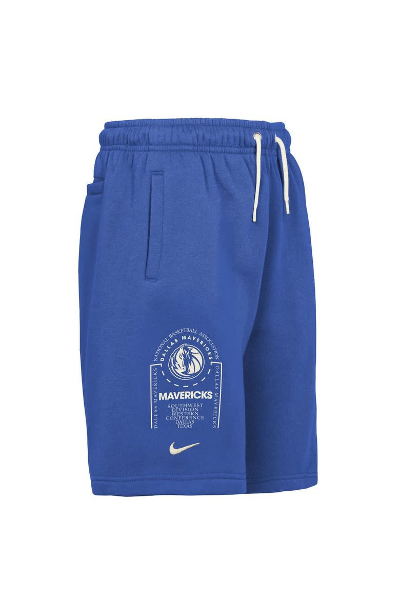 Nike Youth Nike Blue Dallas Mavericks Courtside Club Fleece Shorts, Alternate, color, Blue