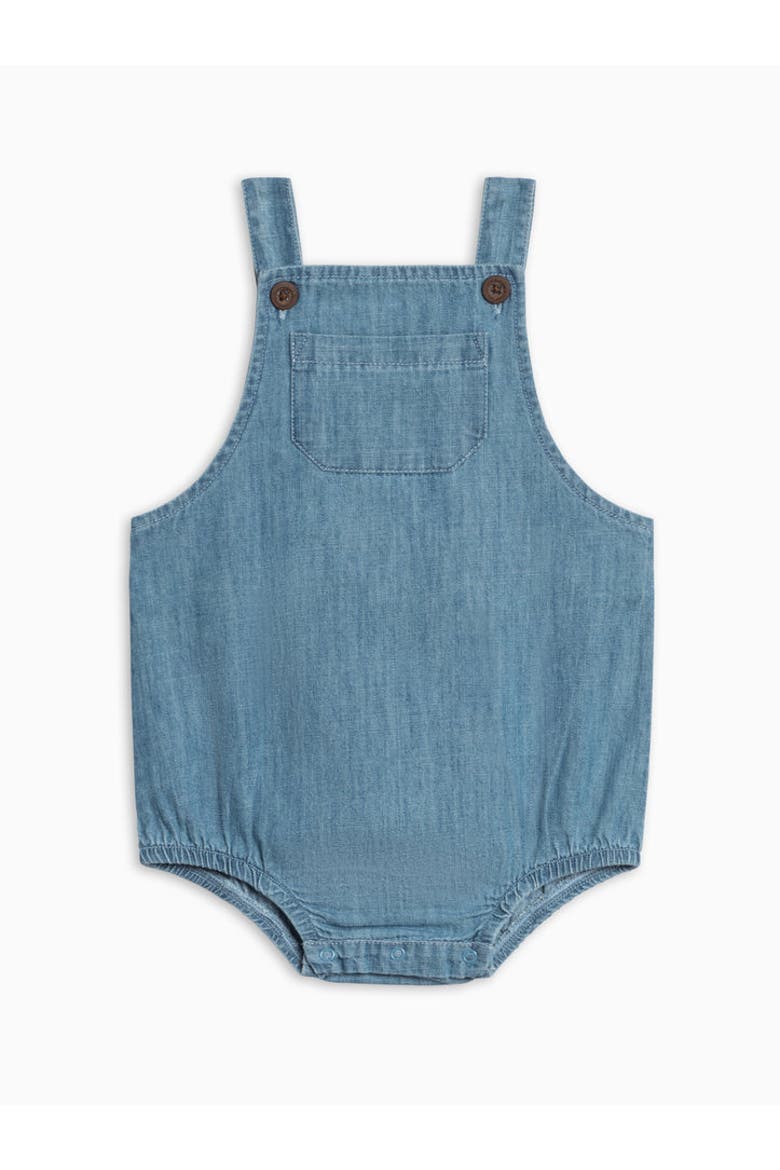 Organic Noe Chambray Bubble Overall Romper, Alternate, color, Chambray