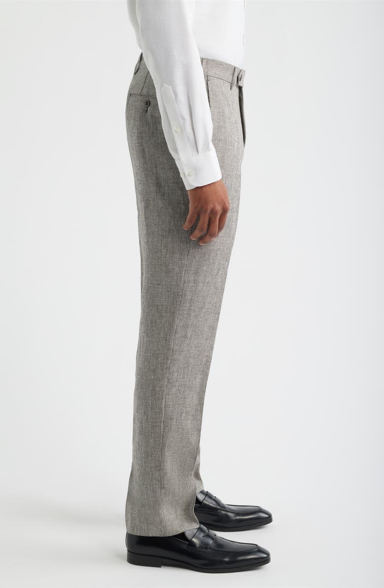 Zanella Parker Mini Check Linen Pants, Alternate, color, Espresso