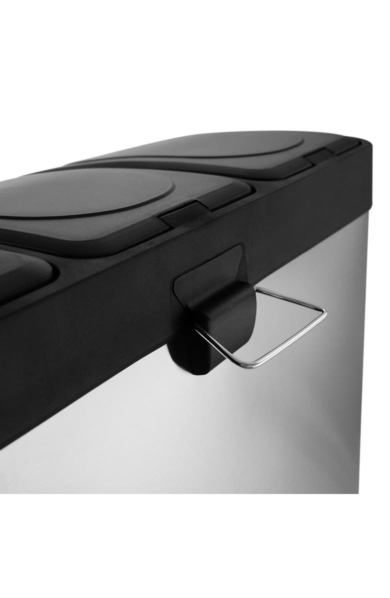 Elama 3 Section 15 Liter/4 Gallon Each Section Trash and Recycling Step Bin, Alternate, color, Silver