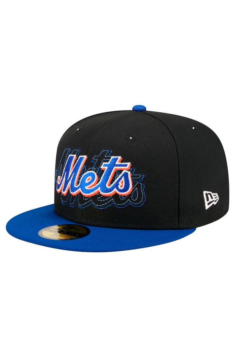 New Era Men's New Era Black New York Mets Shadow Stitch 59FIFTY Fitted Hat, Main, color,