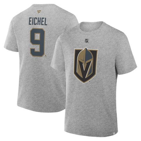 Men's Fanatics Jack Eichel Gray Vegas Golden Knights Authentic Stack Name & Number T-Shirt