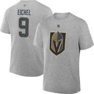 FANATICS Men's Fanatics Jack Eichel Gray Vegas Golden Knights Authentic Stack Name & Number T-Shirt