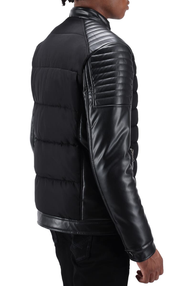 XRAY Faux Leather Quilted Moto Jacket, Alternate, color, Black