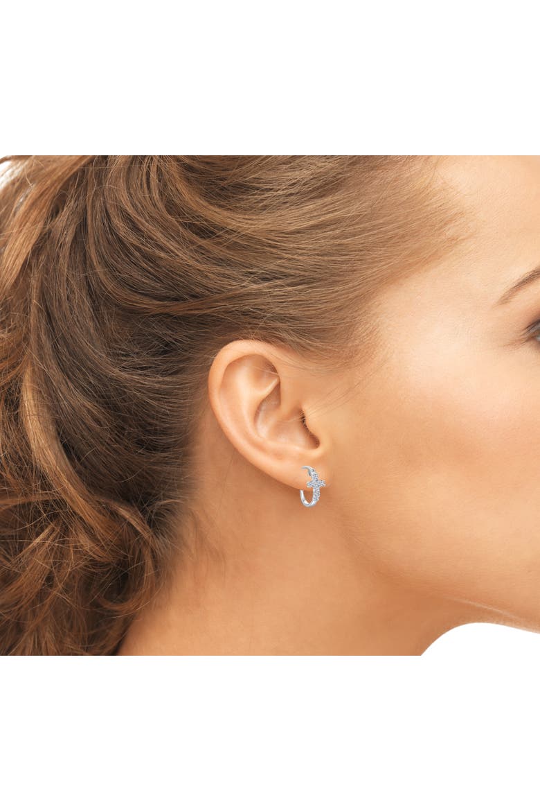 Sterling Silver Crystal Cross Earrings, Alternate, color, Silver