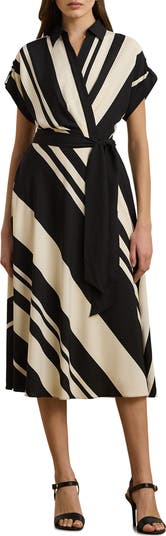 Lauren Ralph Lauren ★【ラップ ドレス】Crepe Faux Wrap Dress Lauren Ralph Lauren Short Sleeve Crepe Faux Wrap Dress