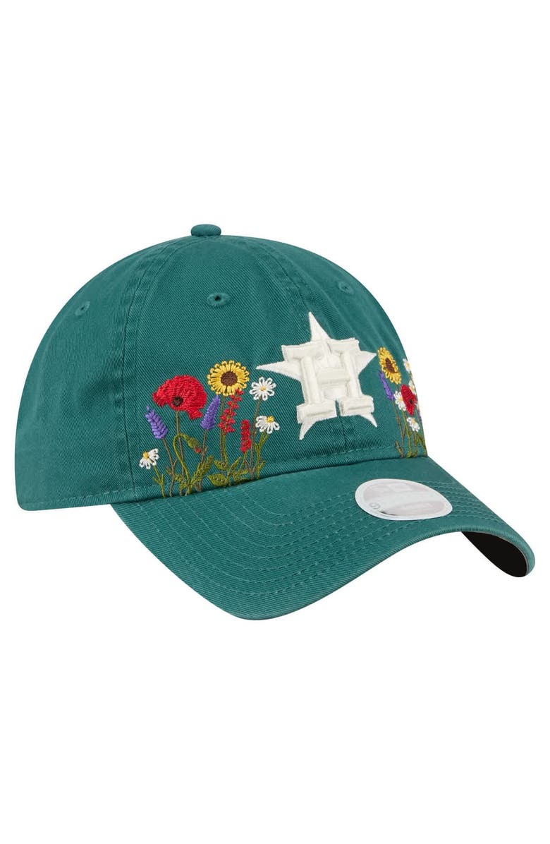 New Era Women's New Era  Dark Green Houston Astros Floral Stitch 9TWENTY Adjustable Hat, Alternate, color, Dark Green