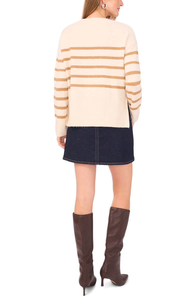 Vince Camuto Side Slit Stripe Sweater, Alternate, color, Birch