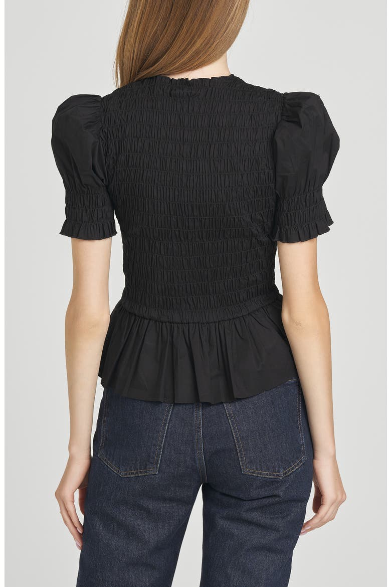 Matilda Smocked Peplum Top, Alternate, color, BLACK