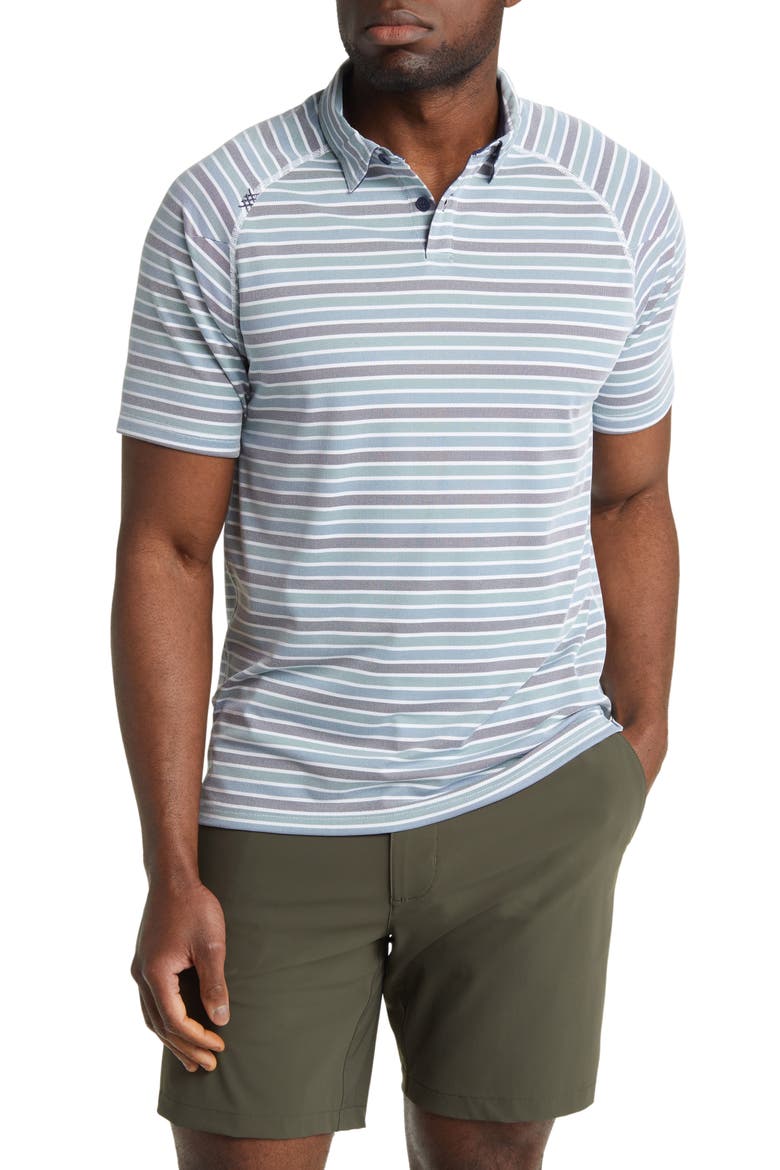 Delta Stripe Piqué Polo, Main, color, NAVY/ GREEN STRIPE