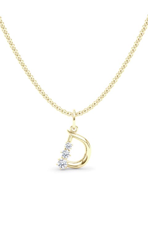 Graduated Lab Created Diamond Initial Letter Pendant Necklace