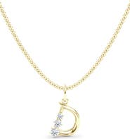 HauteCarat Graduated Lab Created Diamond Initial Letter Pendant Necklace
