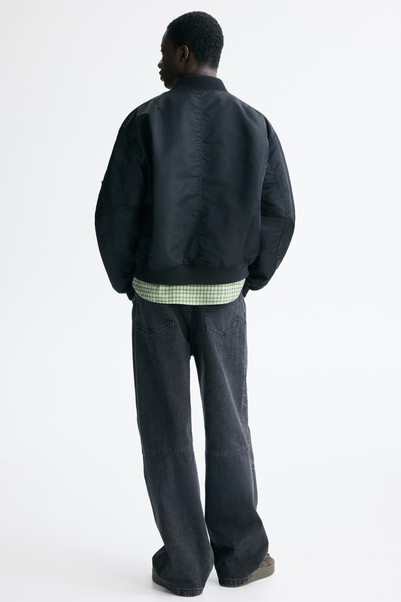 Padded Nylon Bomber Jacket, Alternate, color, Black