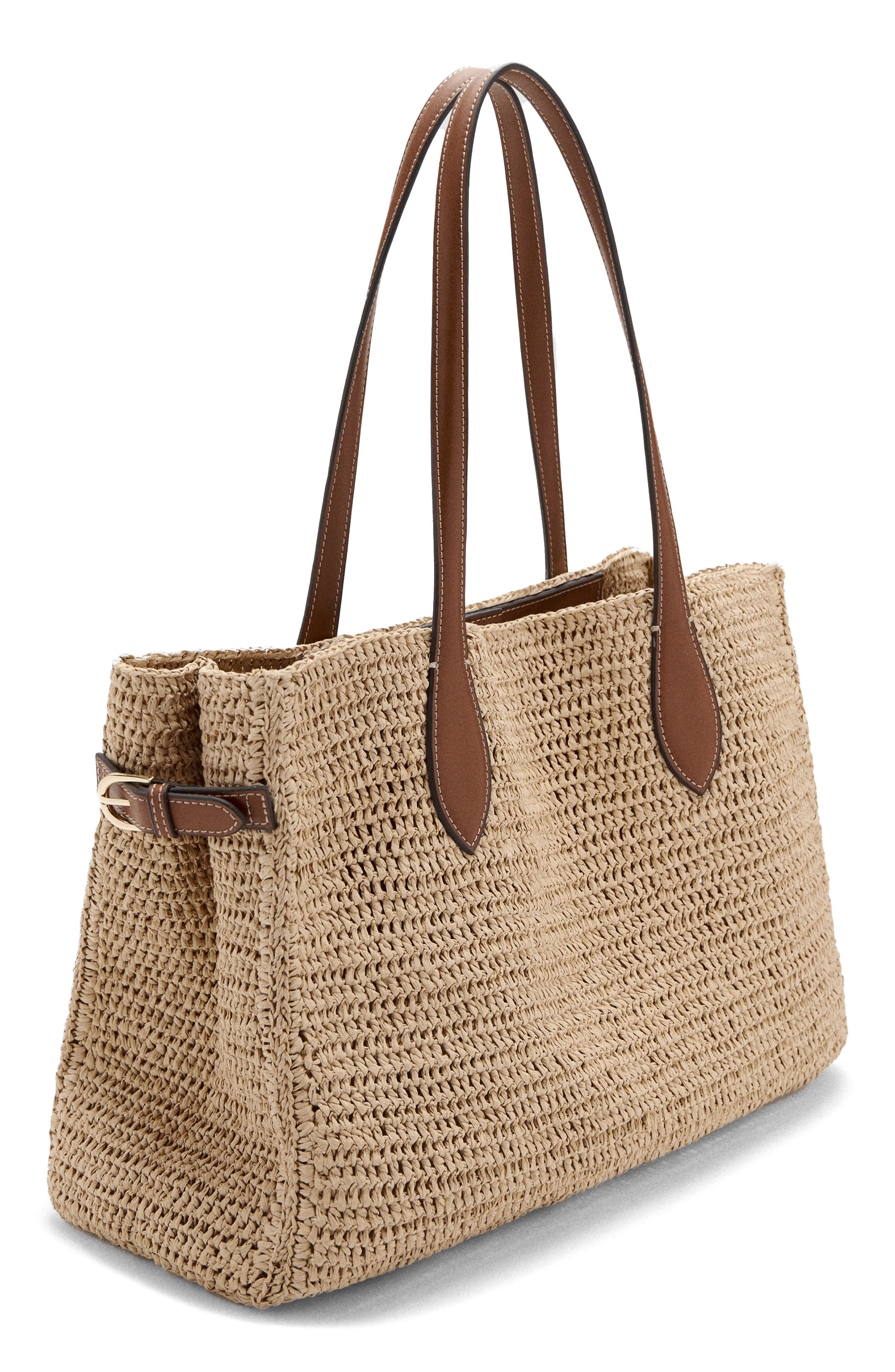 MANGO Raffia Tote, Alternate, color, 