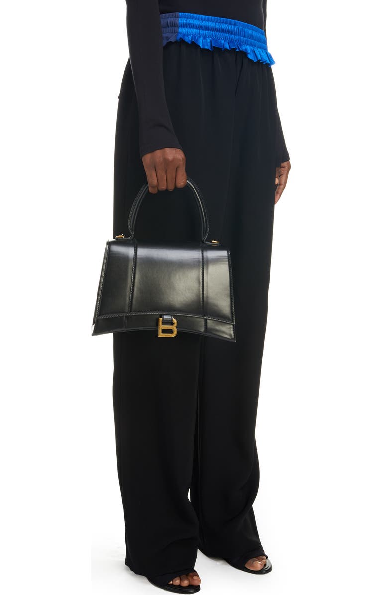Balenciaga Hourglass Leather Top Handle Bag, Alternate, color,