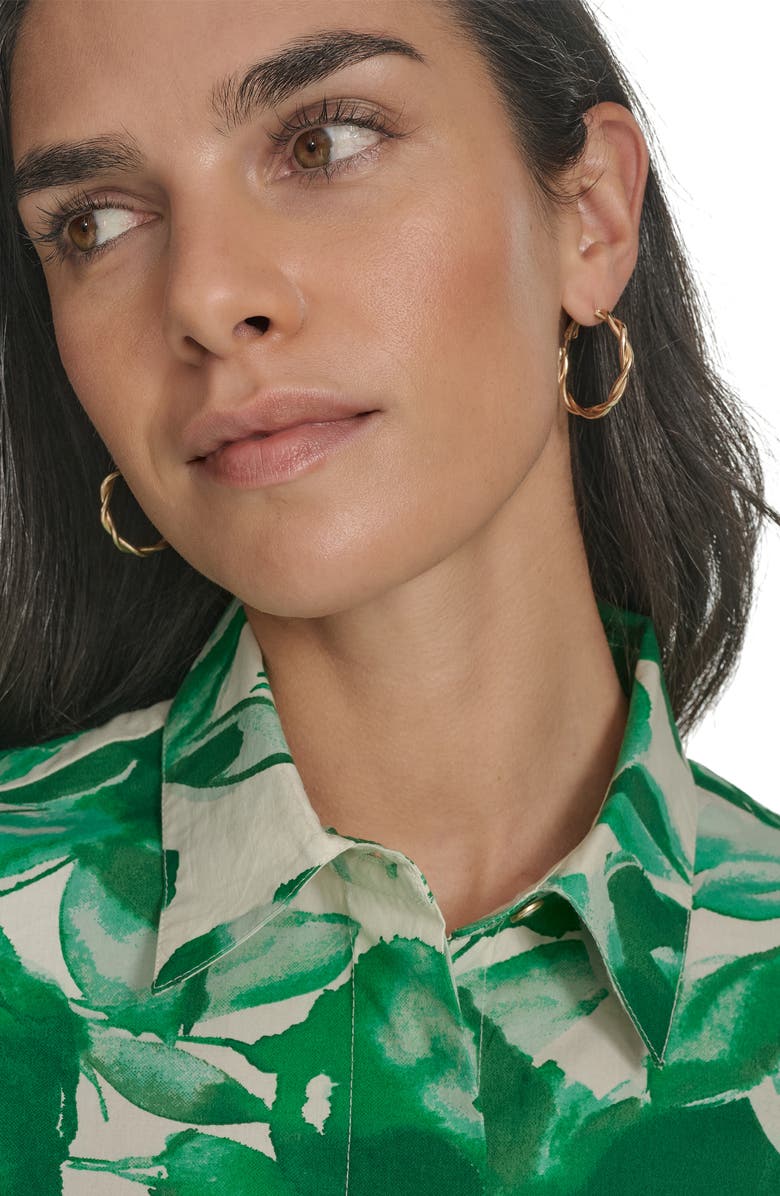 Calvin Klein Floral Short Sleeve Cotton Shirtdress, Alternate, color, 