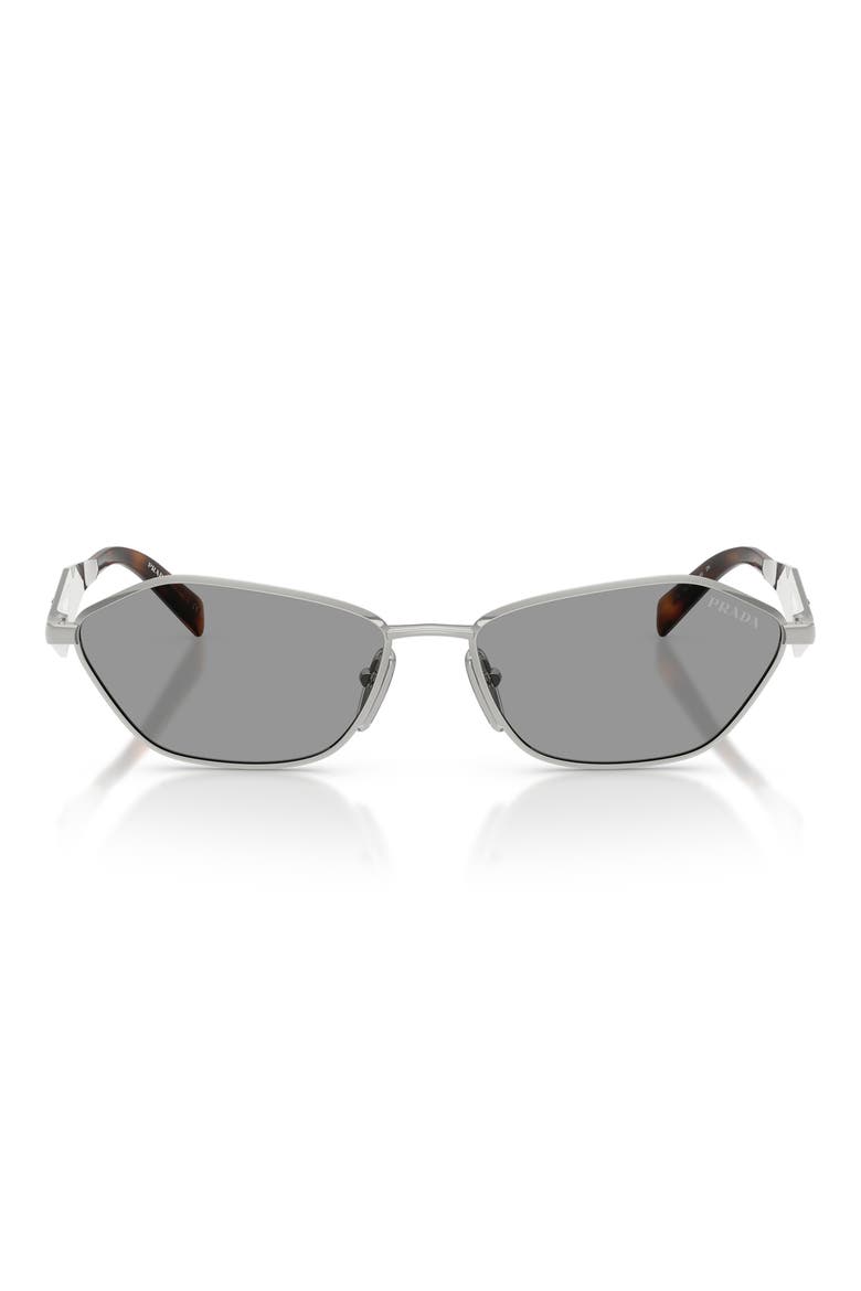 57mm Irregular Sunglasses, Main, color, SILVER / GREY