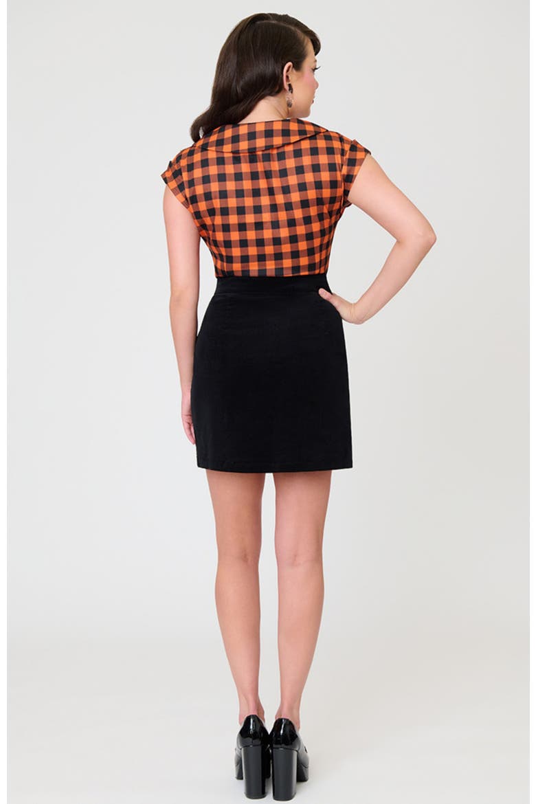 1960's Corduroy Mini Skirt, Alternate, color, Black Cat & Pumpkin